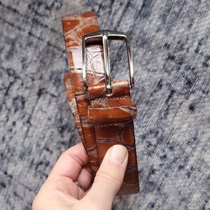 Martin Dingman Belt Vintage Crocodile Grain Italian Calfskin Hand Made USA 80 32
